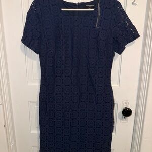 Sharagano Navy Lace Midi Dress